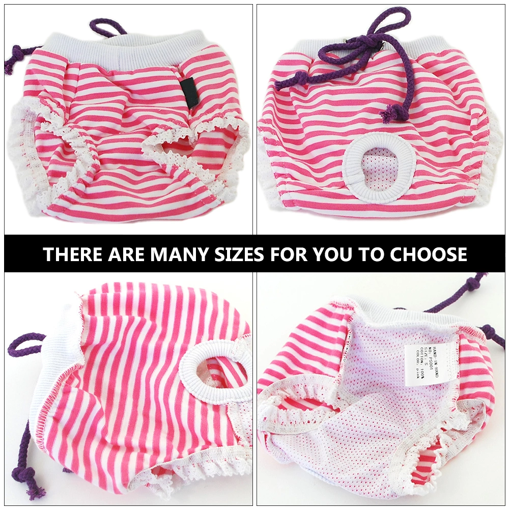 Pet Dog Diapers Cotton Female Dog Diapers Washable Adjustable Dog Stripe Pants