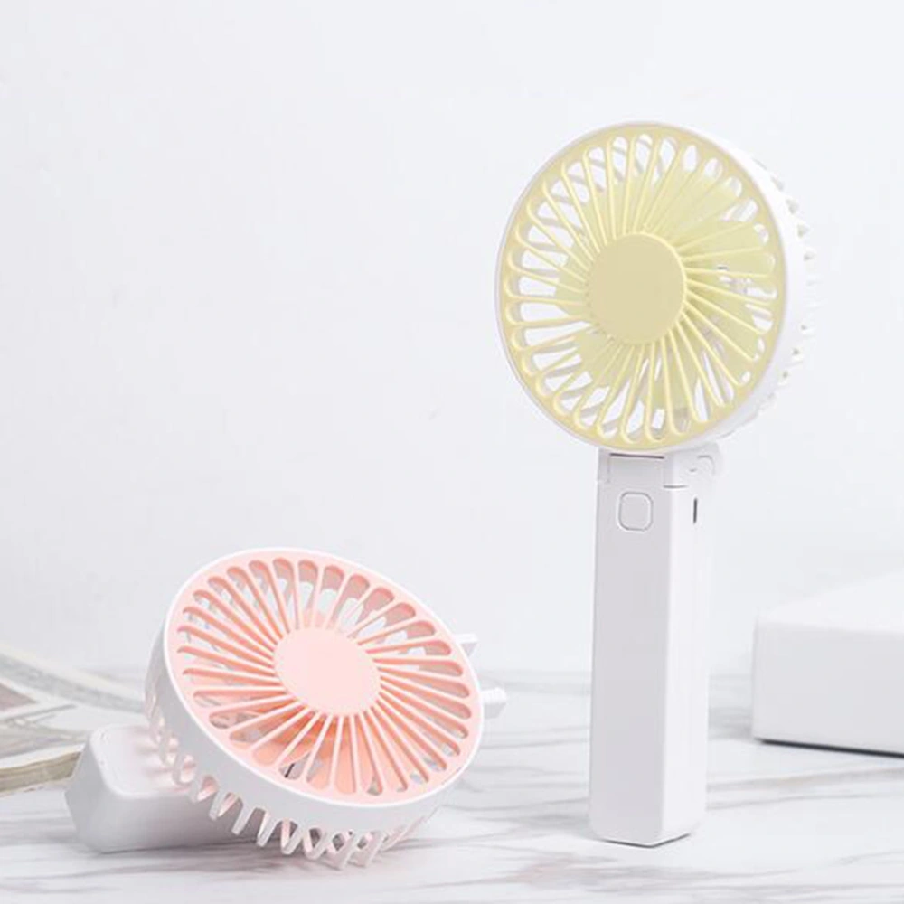 1pc Folding Handheld Small Fan Portable Pocket Fan USB Charging Mini Fan Desktop Fan Summer Suplies (Yellow)