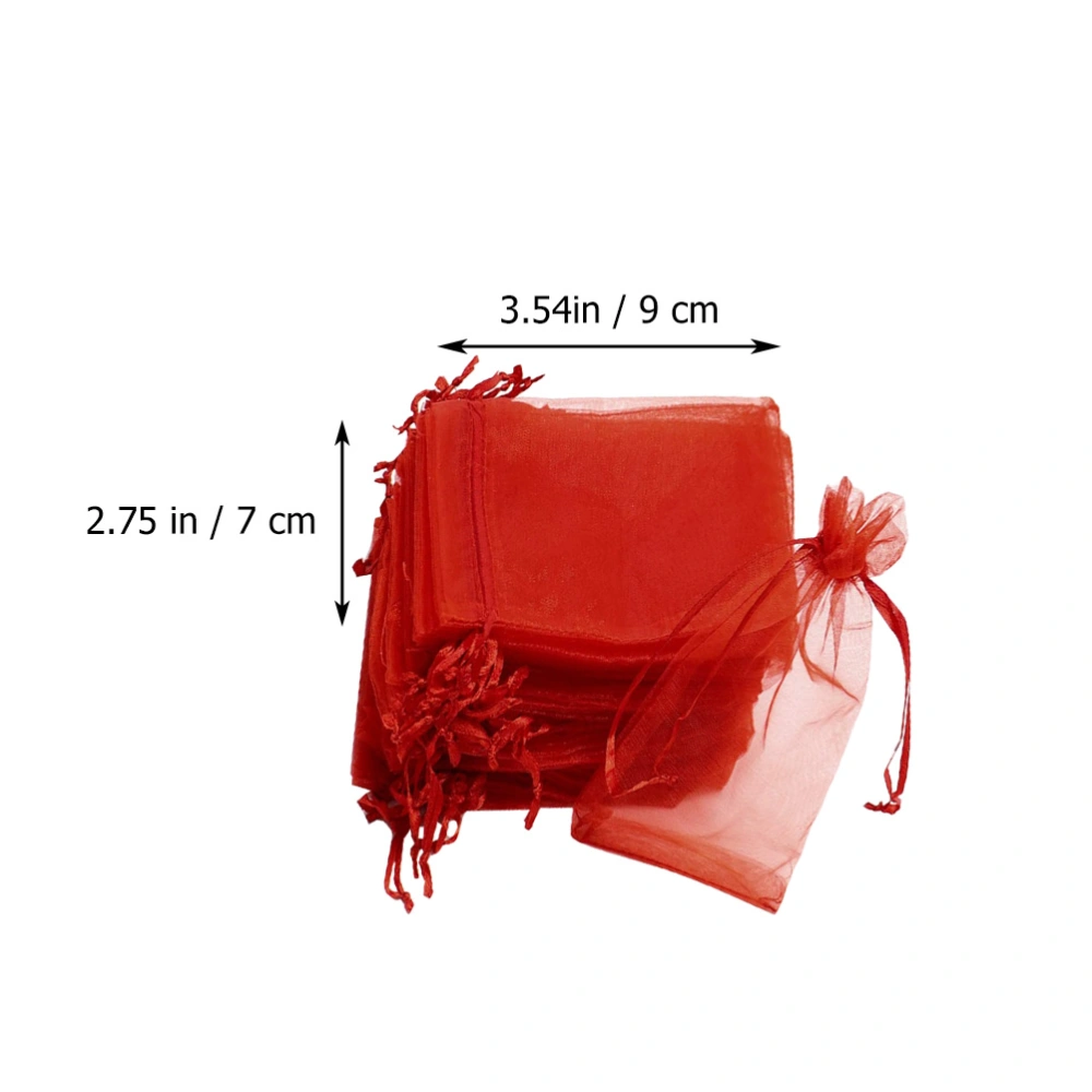 100pcs Gauze Drawstring Bag Festival Goody Pouch Portable Jewelry Storage Pouch