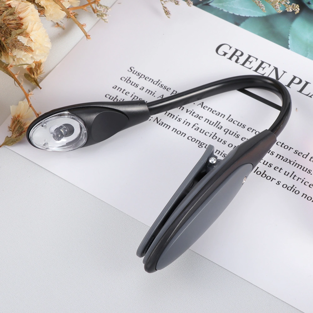 2Pcs 0.17W Stylish Flexible Portable Travel Book Reading Light Lamp Mini LED Clip Booklight with Button Battery(Gray)