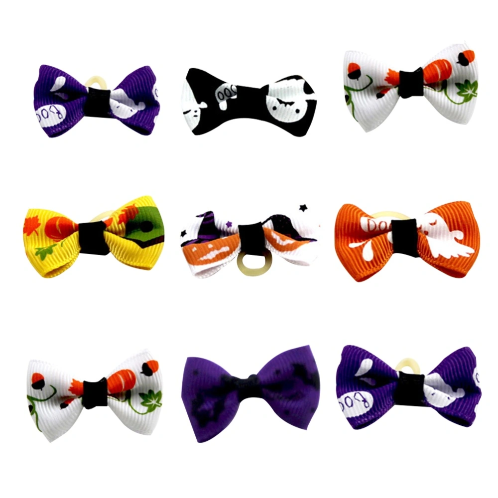 9 Pcs Halloween Pet Head Flower Fashion Pet Hair Bows Clips Hair Halloween Party Dancing Party Halloween Pet Decors (2.5x3.8cm, Mixed Patterned)