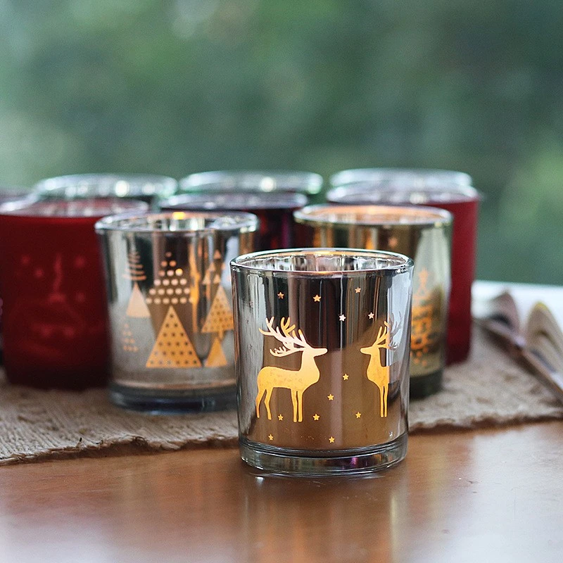 Glass Tealight Candle Holder Xmas Candle Holder Decoration for Holiday Party Home Decoration