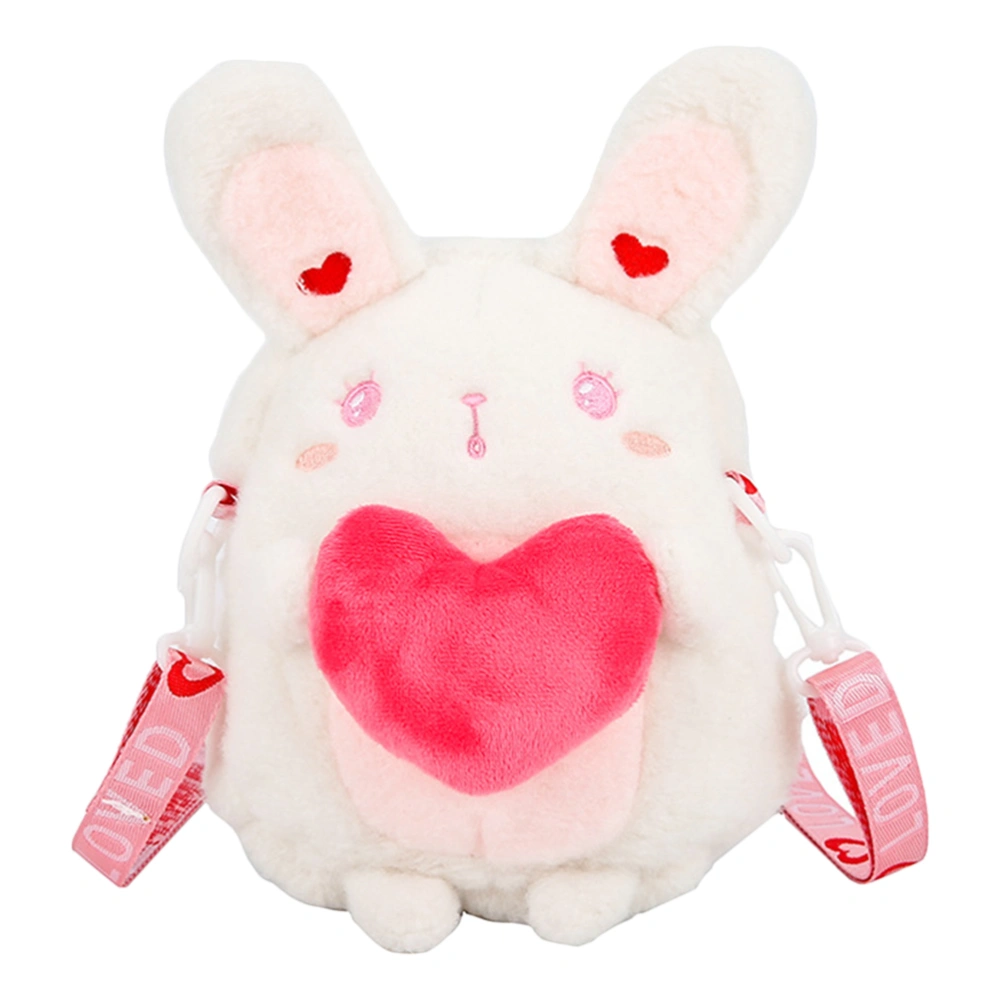 1PC Creative Rabbit Cross Body Bag Girl Plush Toy Doll Bag Female Bag Plush Bag (White)