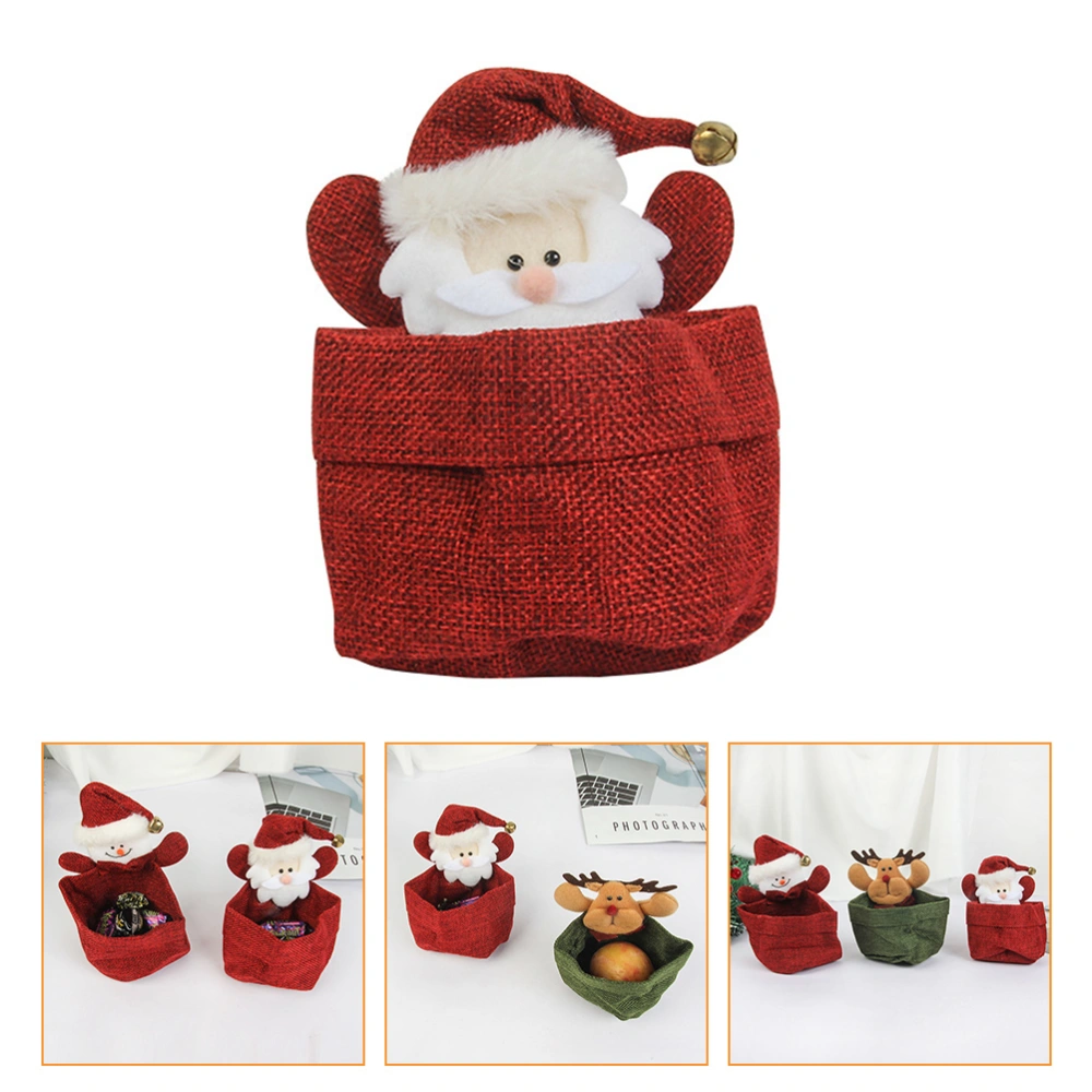 3pcs Christmas Themed Gift Bag DIY Cloth Candy Bag Storage Pouch Gift Bag