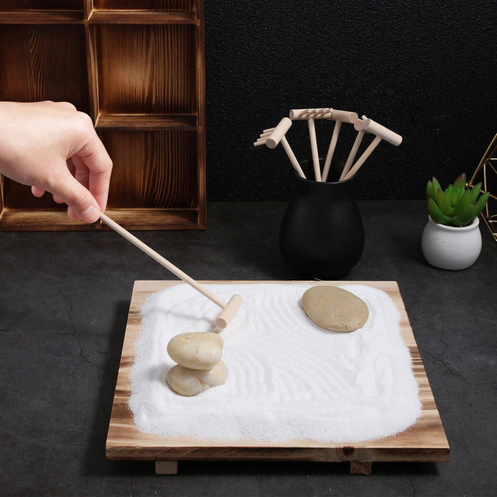 3pcs Bamboo Tea Set Sandbox Rakes Zen Garden Rake Zen Garden Mini Rakes