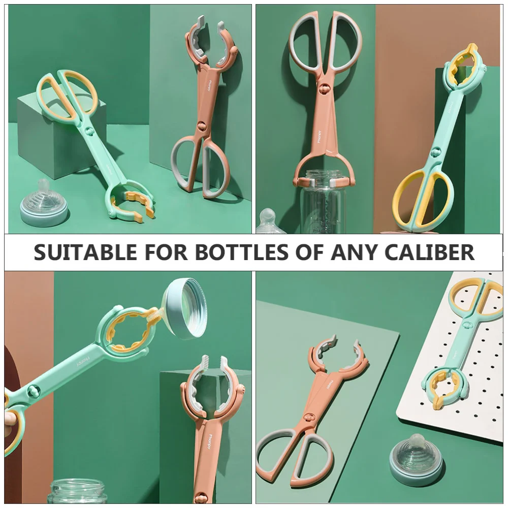 1Pc Baby Bottle Tong Infant Feeding Bottle Tong Anti-slip Sterilized Forceps Scissor Shape Feeder Clamp Clip Pacifier Tong (Green)