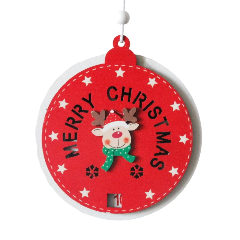 Christmas Elements Countdown Calendar Xmas Party Wooden Countdown Calendar Pendant Wall Decor