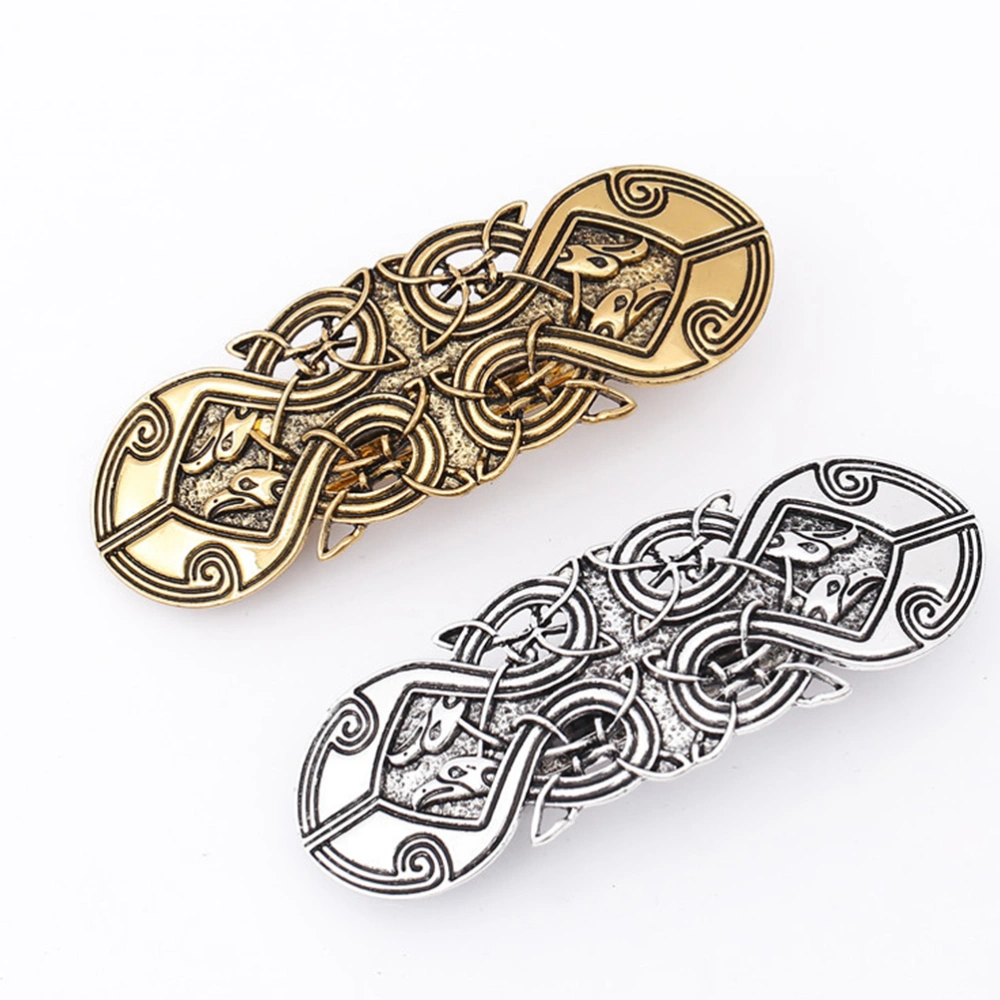 2Pcs Vintage Hair Clips Alloy Hair Spring Clips Women Headdress Stage Headwear Silver Golden