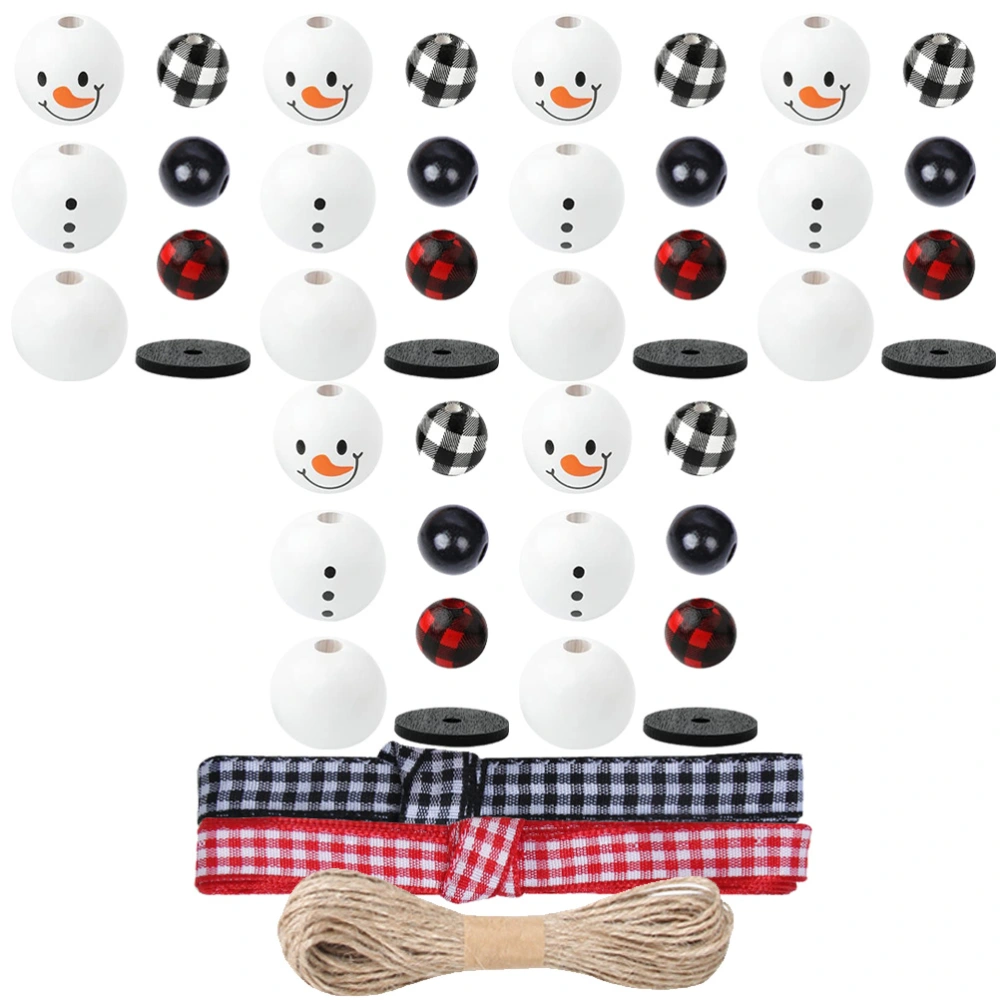 2 Sets Christmas Wooden Beads DIY Loose Beads Snowman Pendant Making Beads