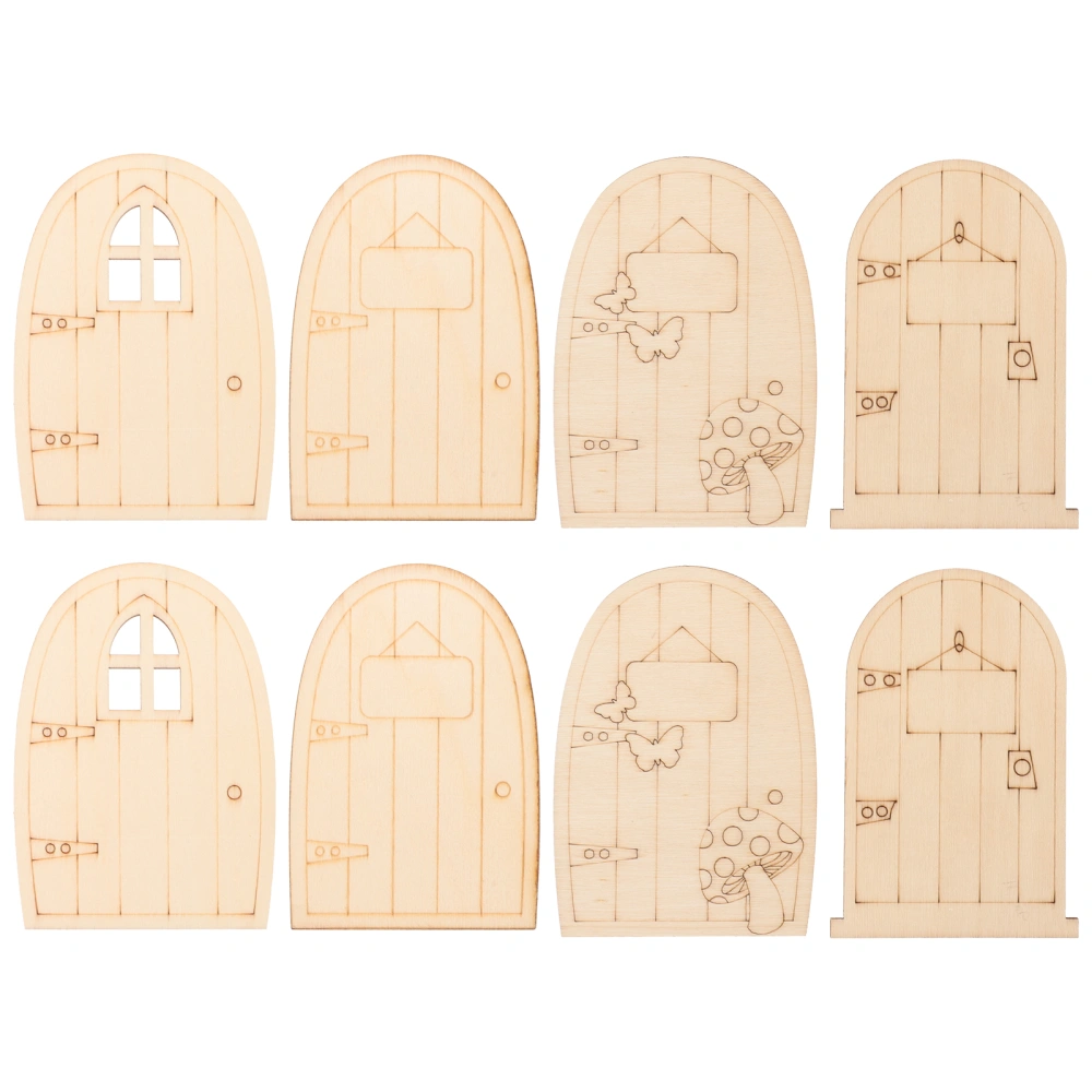 8Pcs Wood Door Ornaments Blank Door Ornament Coloring Blank Decor Wood Craft DIY Wood Door