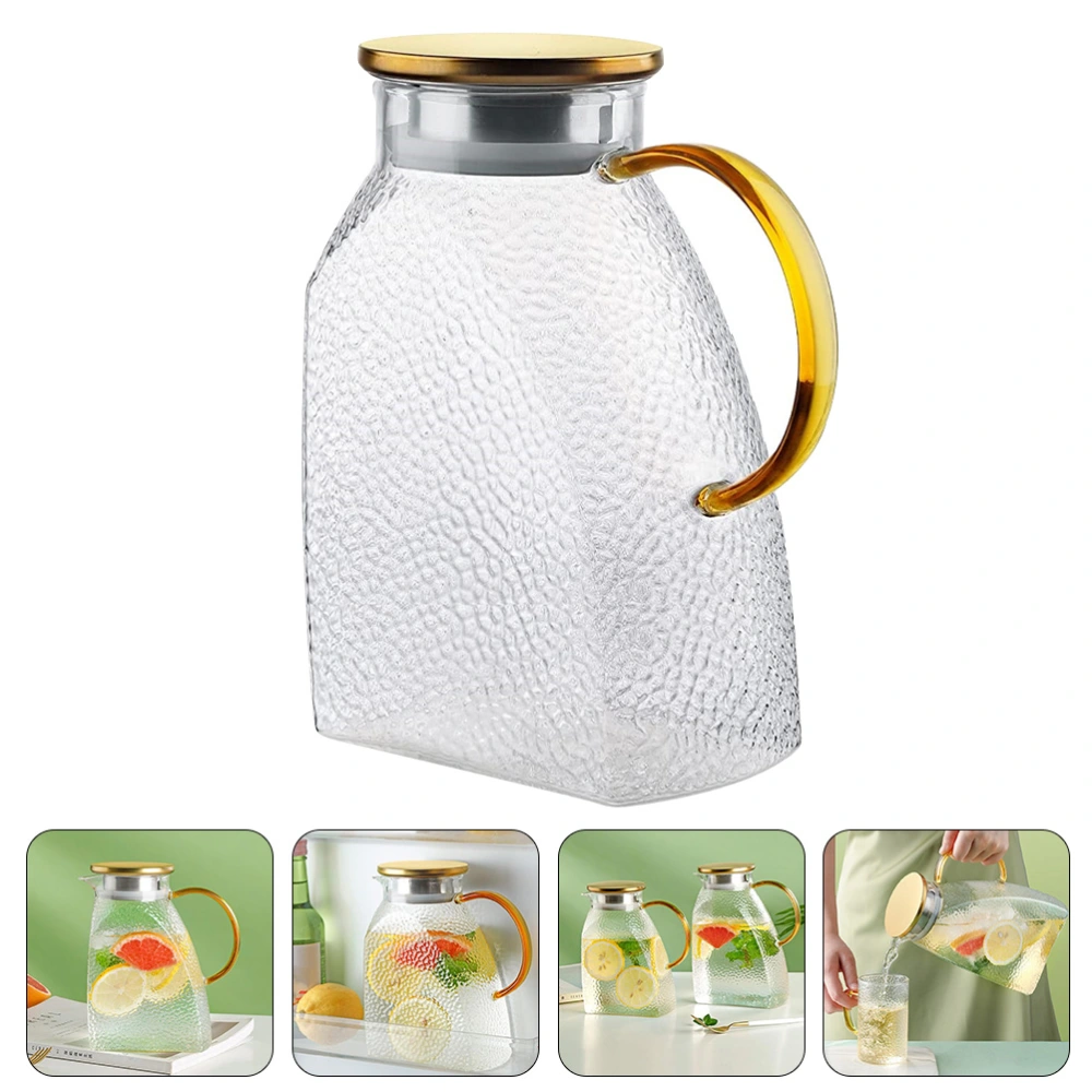 Glass Pitcher with Lid Cold Water Pitcher Fridge Door Glass Jug Transparent Glass Water Pitcher