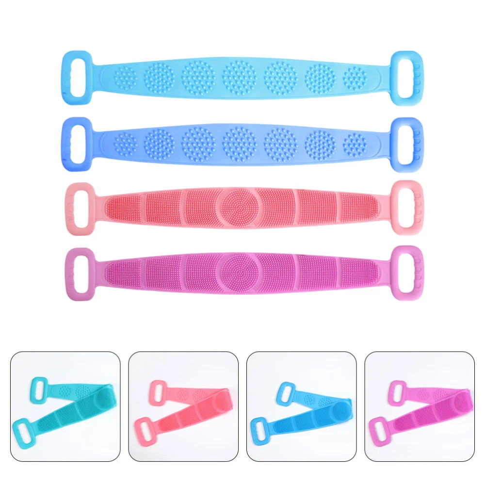 4pcs Long Bath Towels Shower Brushes Back Body Exfoliating Belts for Bathroom