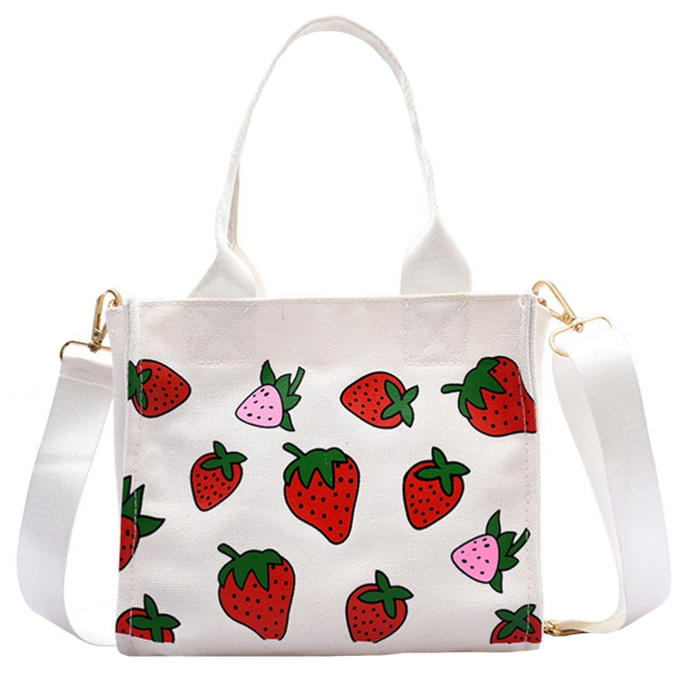 1pc Strawberry Printed Shoulder Bags Canvas Shoulder Bag Cartoon Cross-body Bag