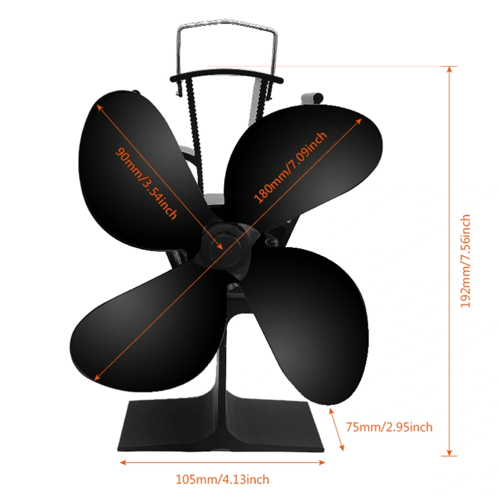 1 Pc Thermal Stove Fan Fireplace Fan Aluminum Blades Fan Heat Powered Stove Fan