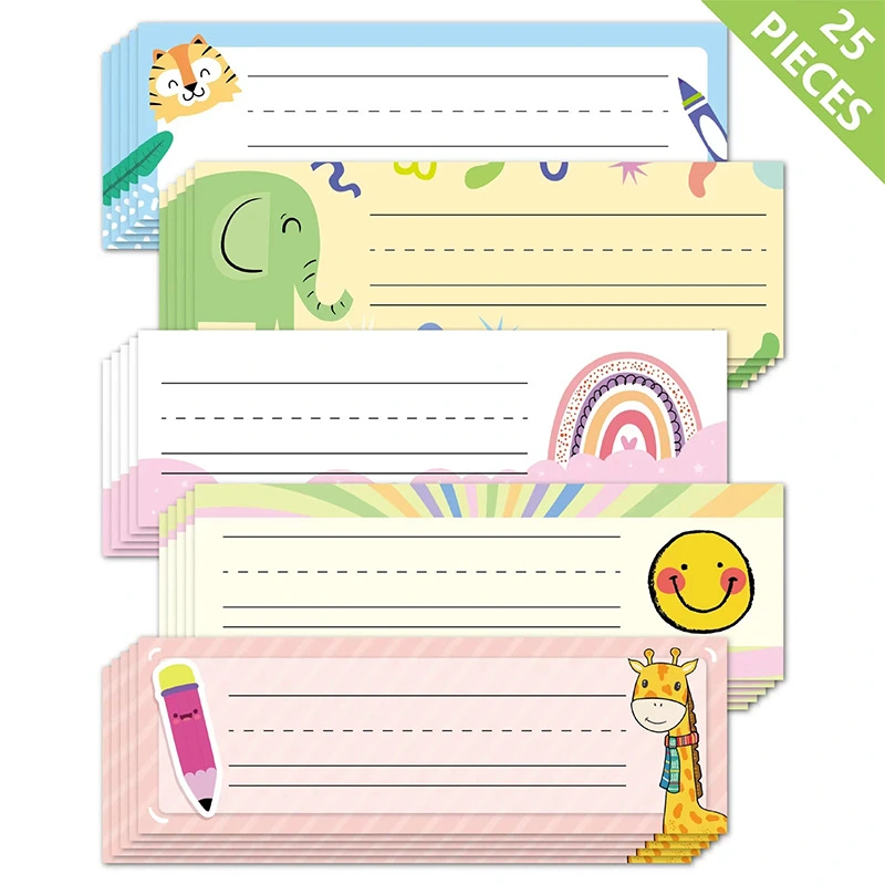 25pcs Desk Nameplate Desk Name Tag Classroom Desk Name Sticker Classroom Decals Paper Nameplate