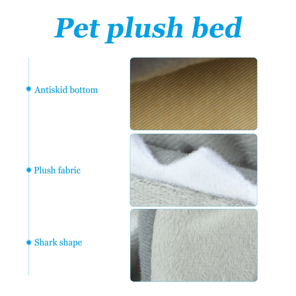 Pet Dog Puppy Cat Shark Design Style Plush Bed House Nest - Size M (Grey)