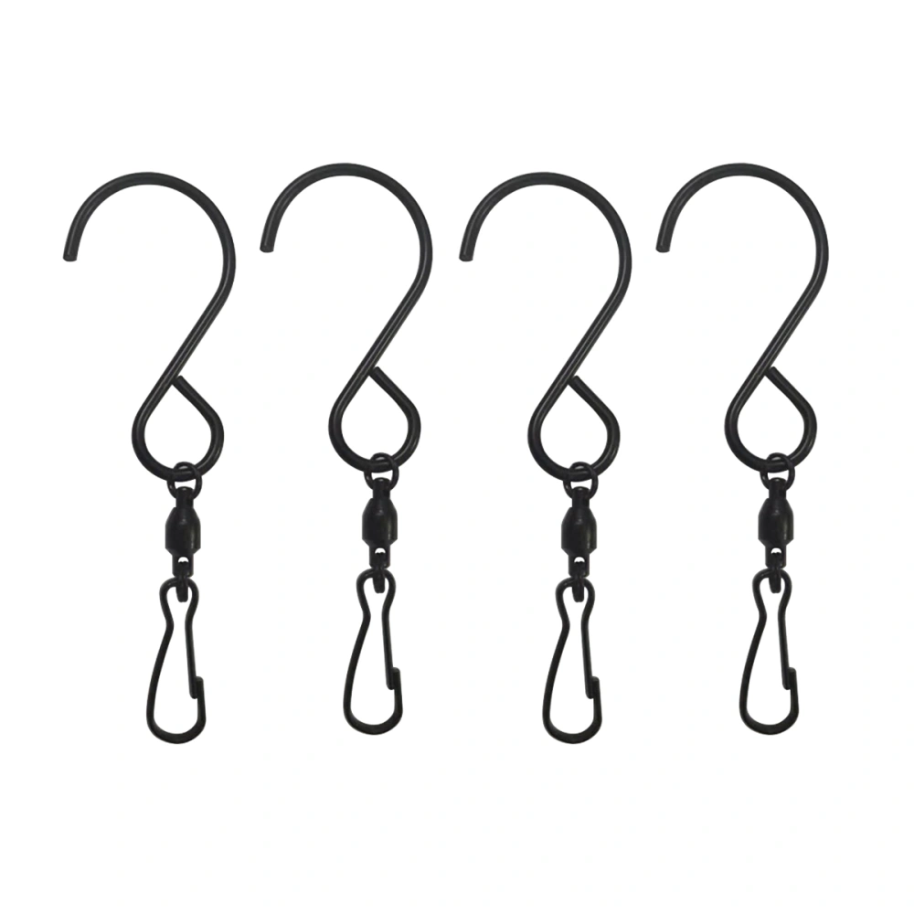 12PCS 360 Degrees Rotation Hooks Stainless Steel Bearing Hook for Wind Chime Flower Basket (Black)