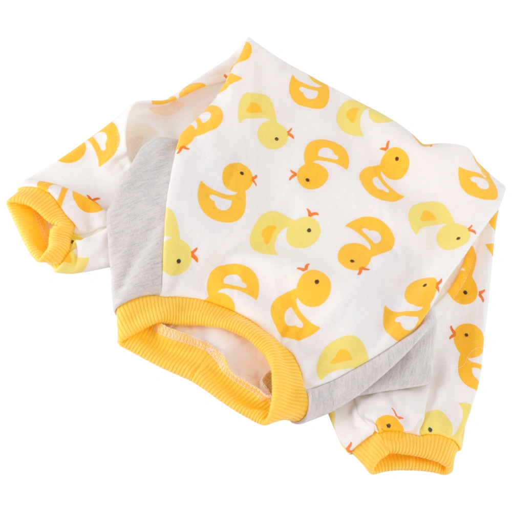 Yellow Ducks Pattern Dog Pajamas Pet Sleepwear Dog Home Dress Dog Clothes Pet Supplies for Dog Pet Animal Size XL Yellow