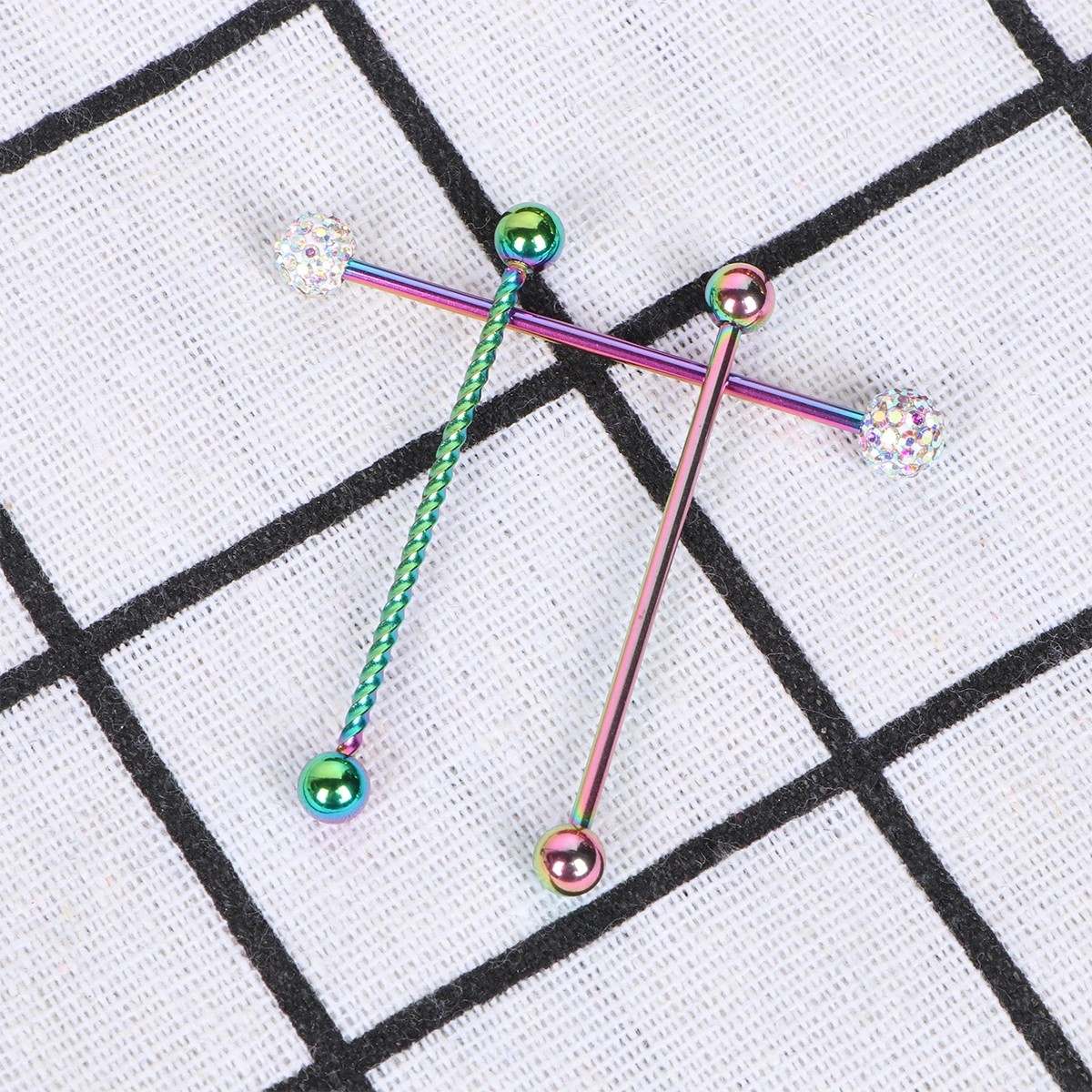 8Pcs Industrial Ear Studs Stainless Steel Arrows Screw Barbell Fashion Earring Piercing Jewelry for Woman Man (Colorful)