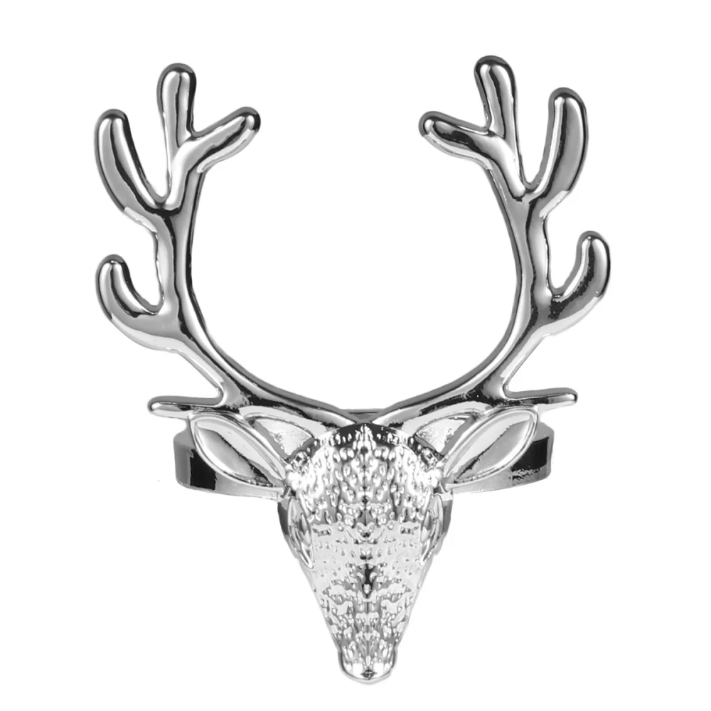 4Pcs Christmas Deer Head Design Napkin Rings Alloy Napkin Holder Party Decor