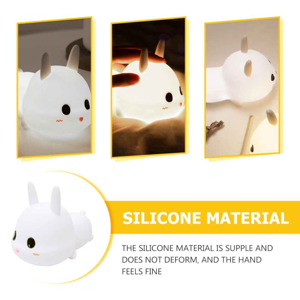 1pc Bunny Shape Night Light Rechargeable Bedside Lamp Desktop Light for Home