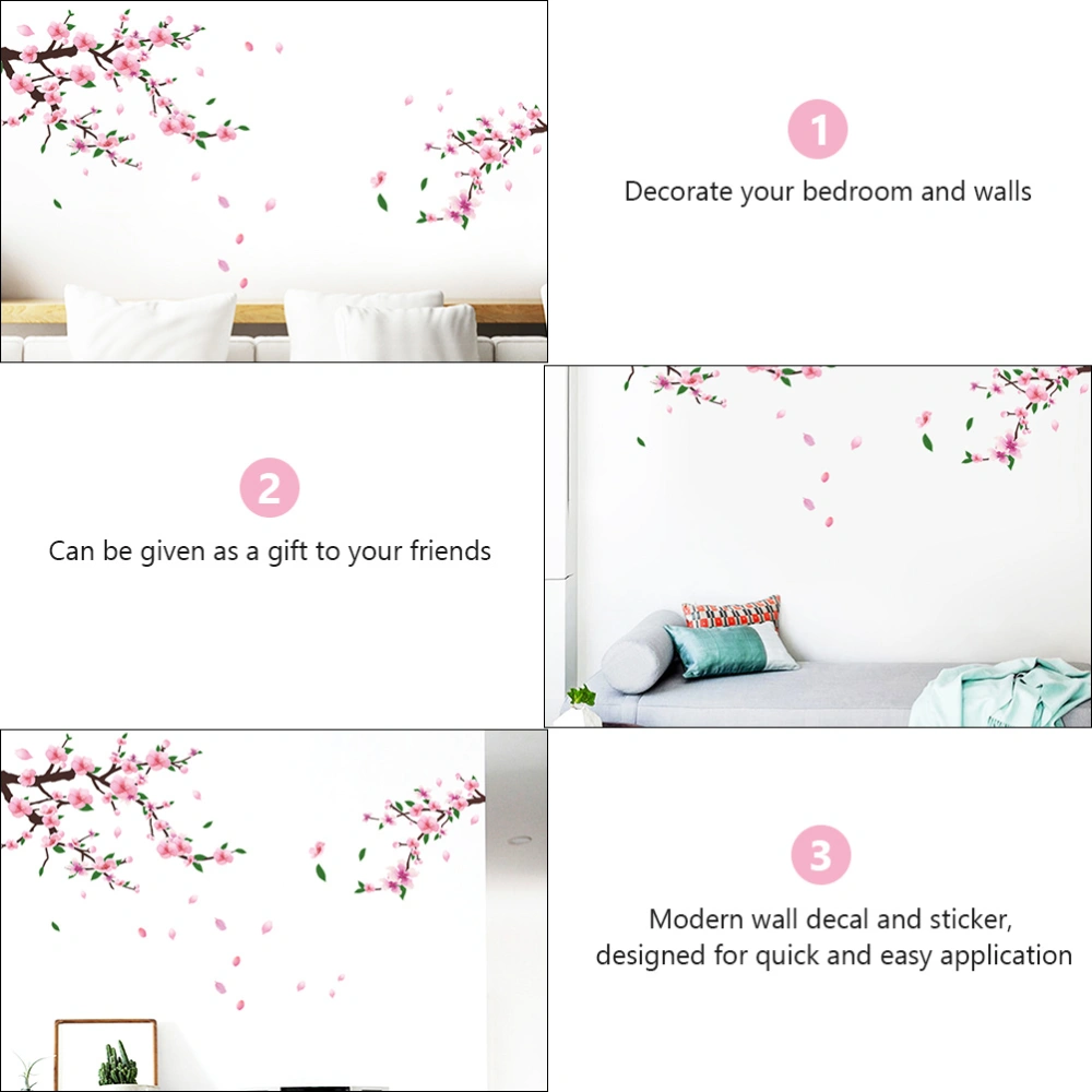 1 Sheet Decorative Floral Wall Stickers Romantic Adhesive Wall Art Sticker