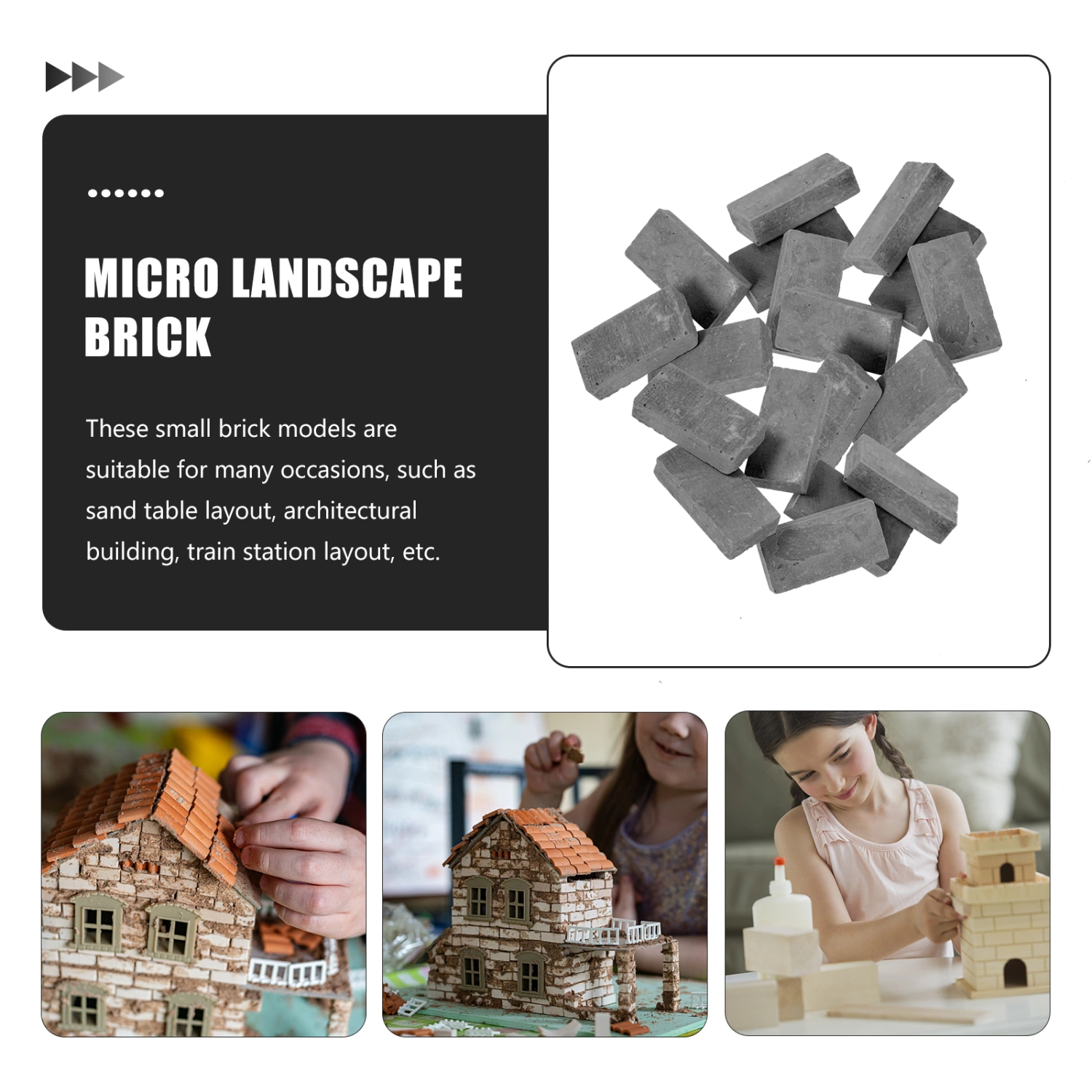 20 Pcs Mini Brick Model Miniature Bricks Rectangle Shape Brick Landscaping Decor