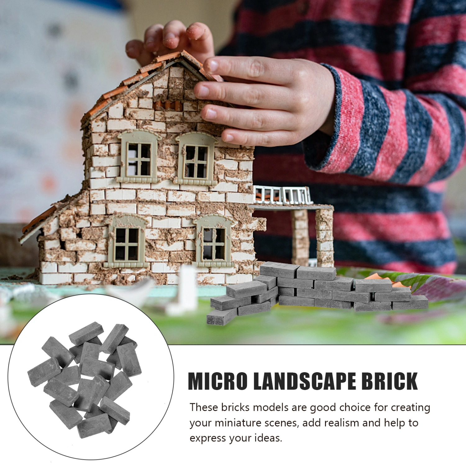 20 Pcs Mini Brick Model Miniature Bricks Rectangle Shape Brick Landscaping Decor