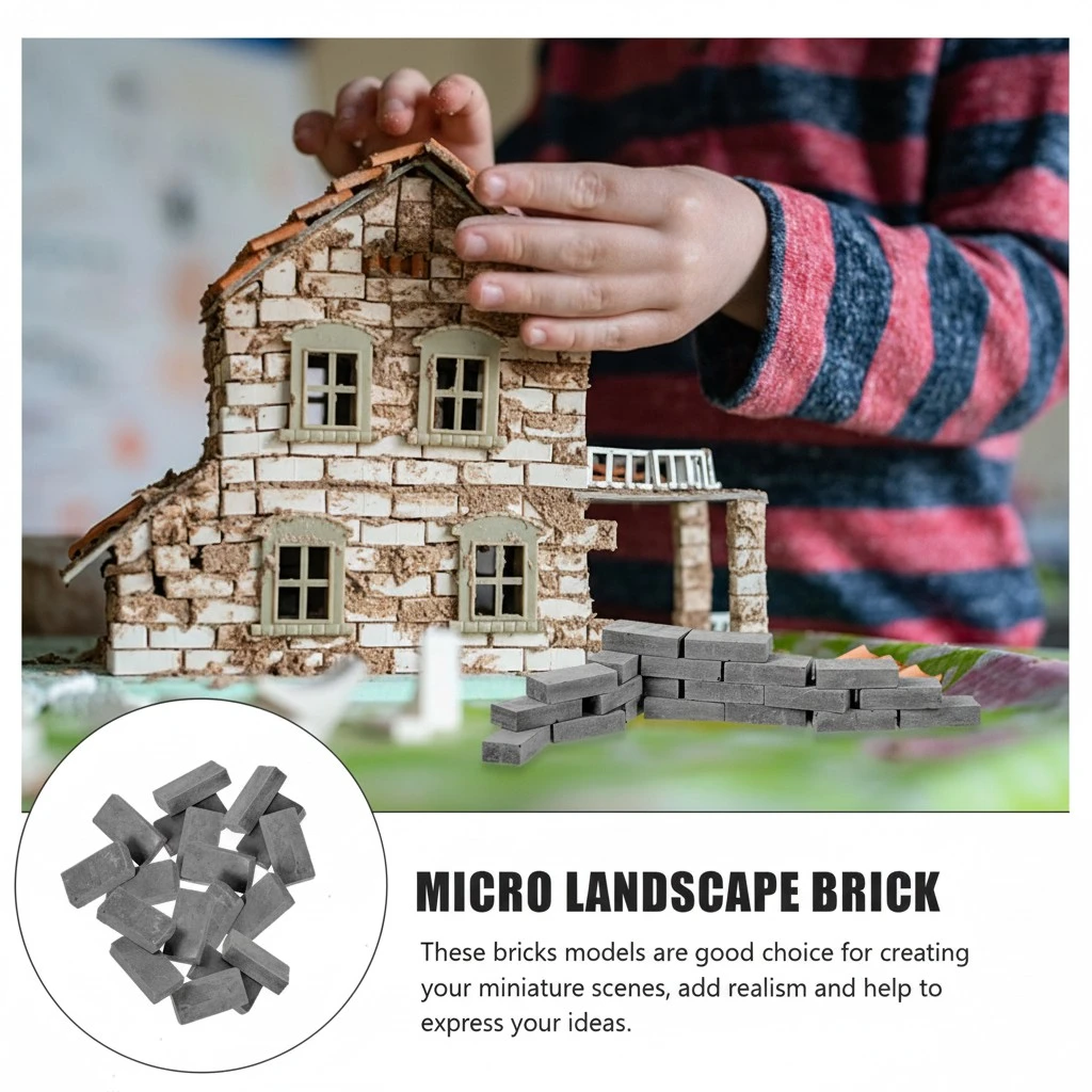 20 Pcs Mini Brick Model Miniature Bricks Rectangle Shape Brick Landscaping Decor