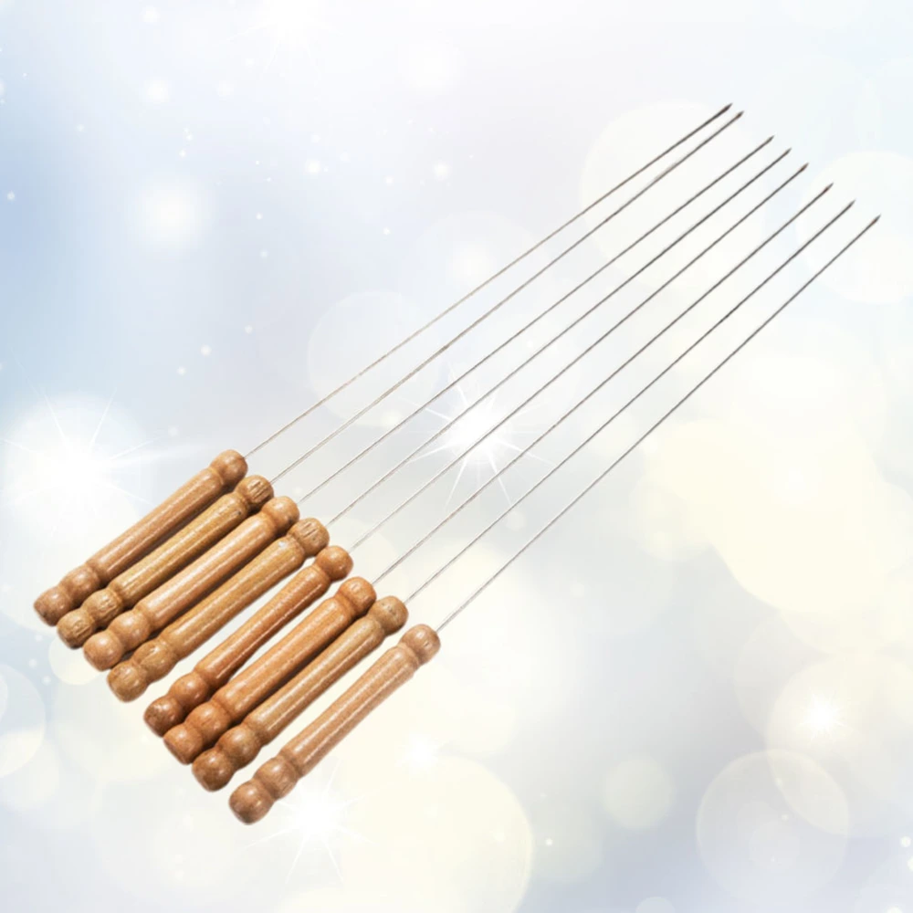 24pcs Barbecue Sticks BBQ Stainless Steel Barbecue Skewer with BBQ Needle Handle Heat Resistant Handle for Home Party