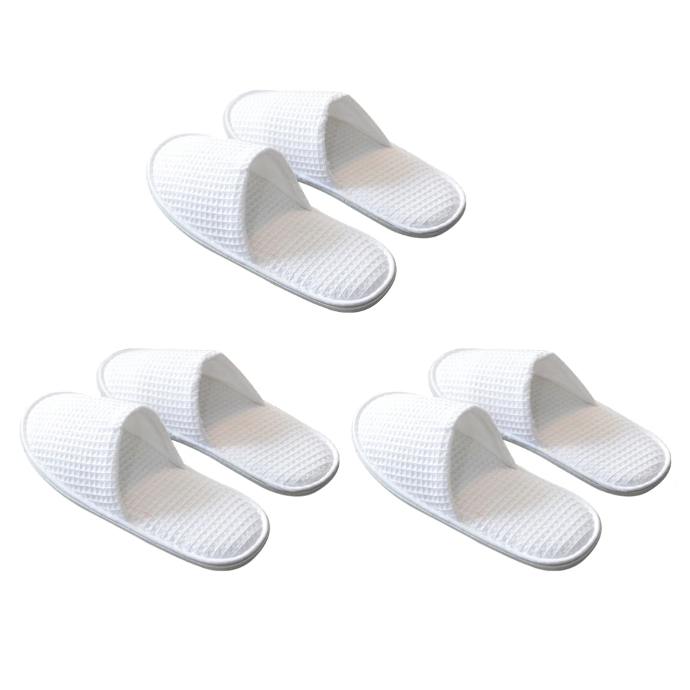 3 Pair of Disposable Terry Cloth Slippers Comfortable Indoor Slippers for Home Hotel(White)