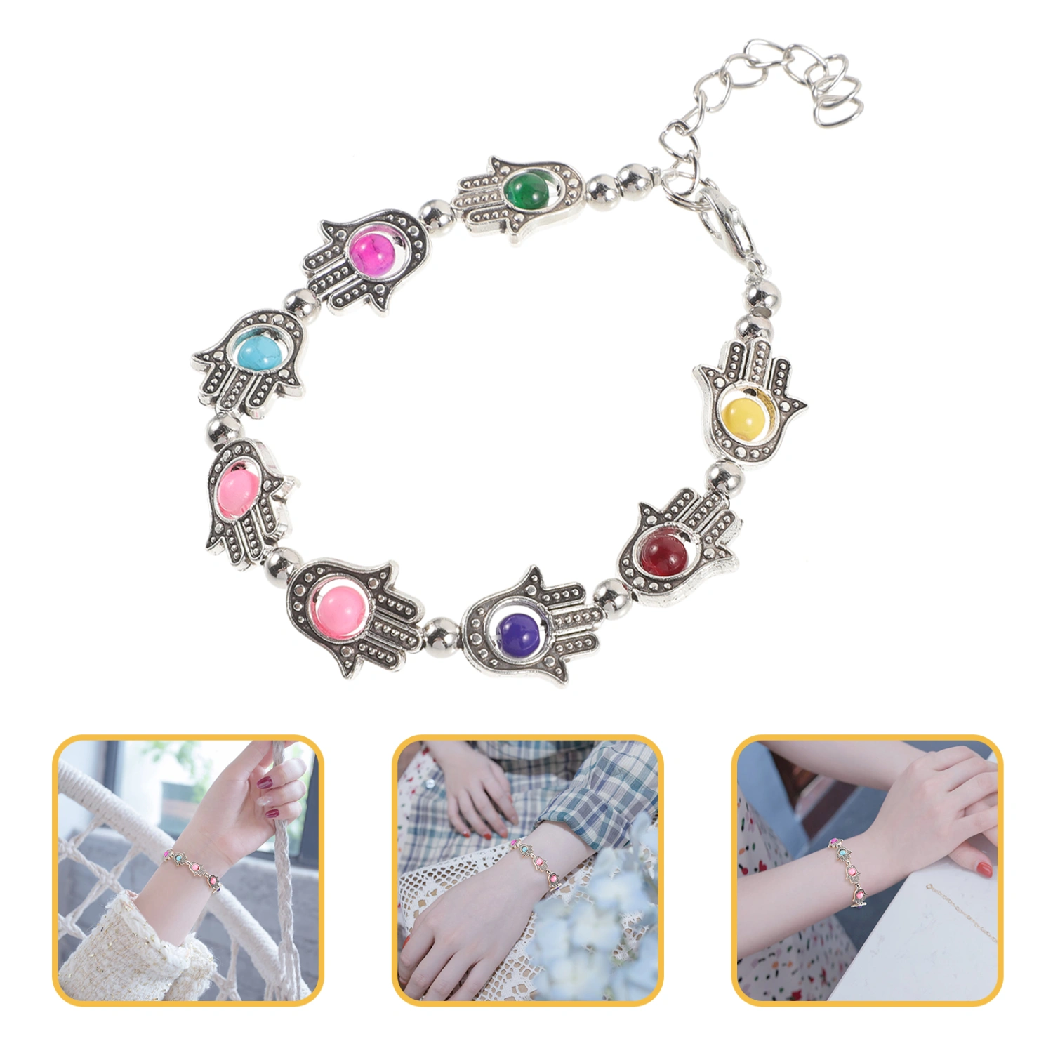 Women Bracelet Beaded Bracelet Adjustable Metal Bracelet Hand Decor Wrist Jewelry