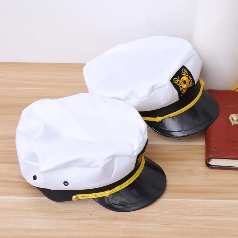 1 Pc Funny Captain Hat Yacht Sailors Hat Fishing Captains Male Female Uniforms Performing (White, Average Size)