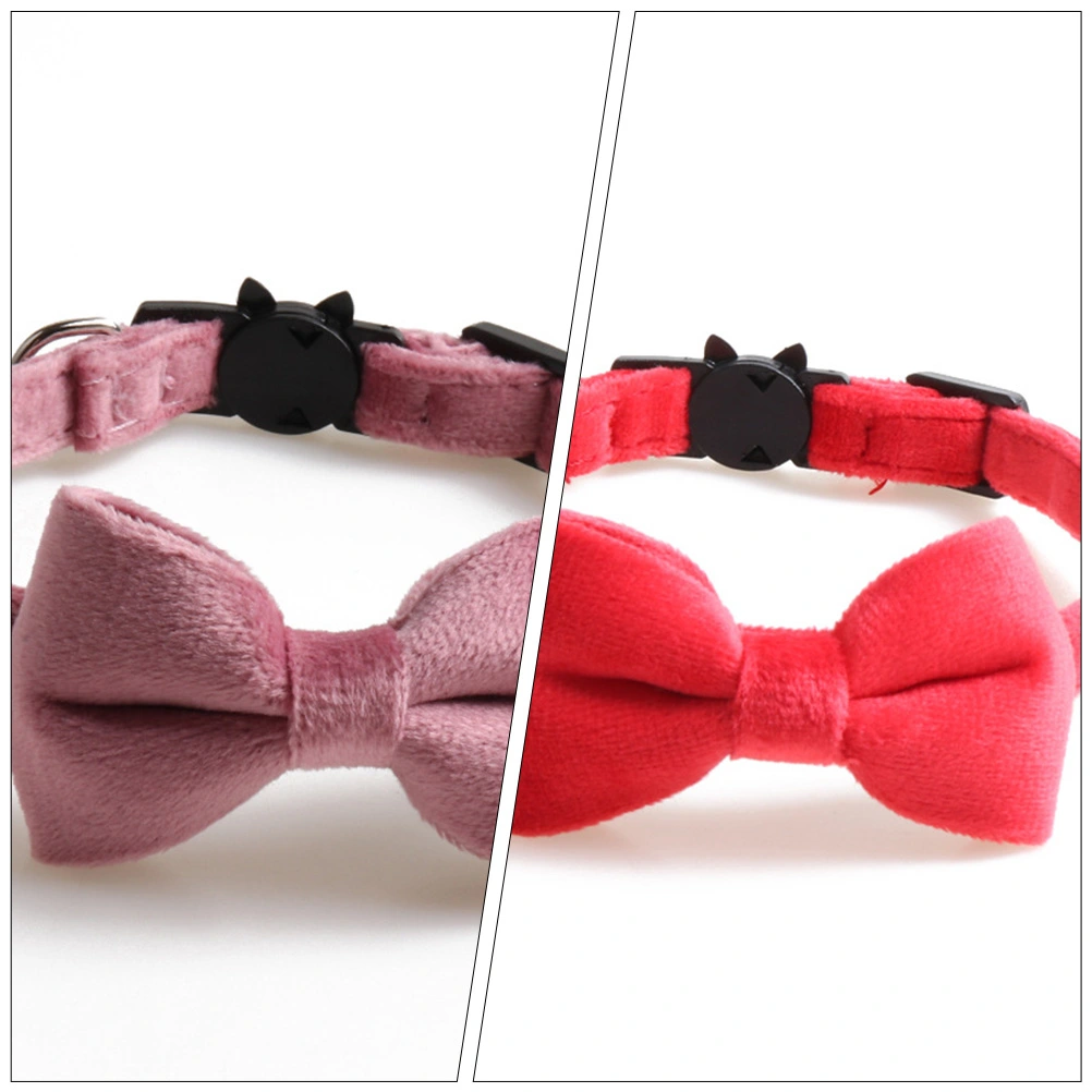 3Pcs Cat Collars with Bell and Bowtie Comfortable Pet Collars with Safety Buckle