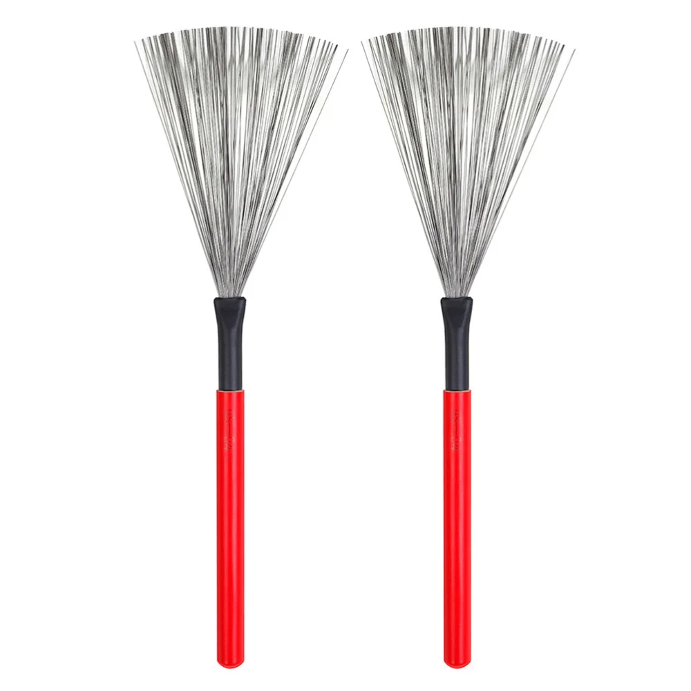 2Pcs Steel Drum Brushes Wooden Handle Drum Wire Brushes for Jazz Drums