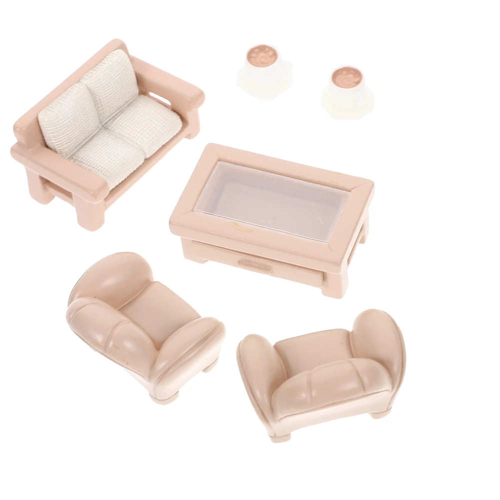 1 Set Miniature Furniture Dollhouse Furniture Tiny House Sofa Tea Table Small Furniture Toys