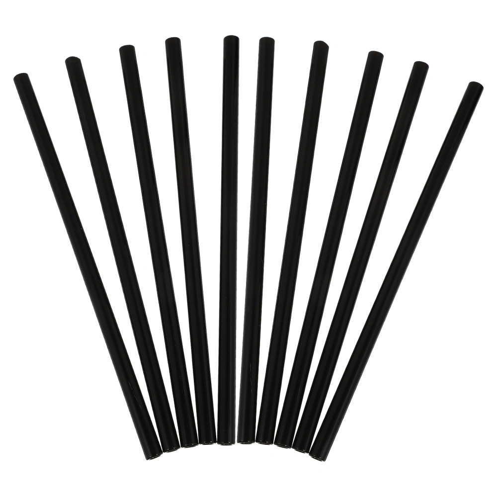 10Pcs Transparent Glass Straws Colorful Reusable Heat Resistant High Temperature Resistance Drinking Straws (Black)