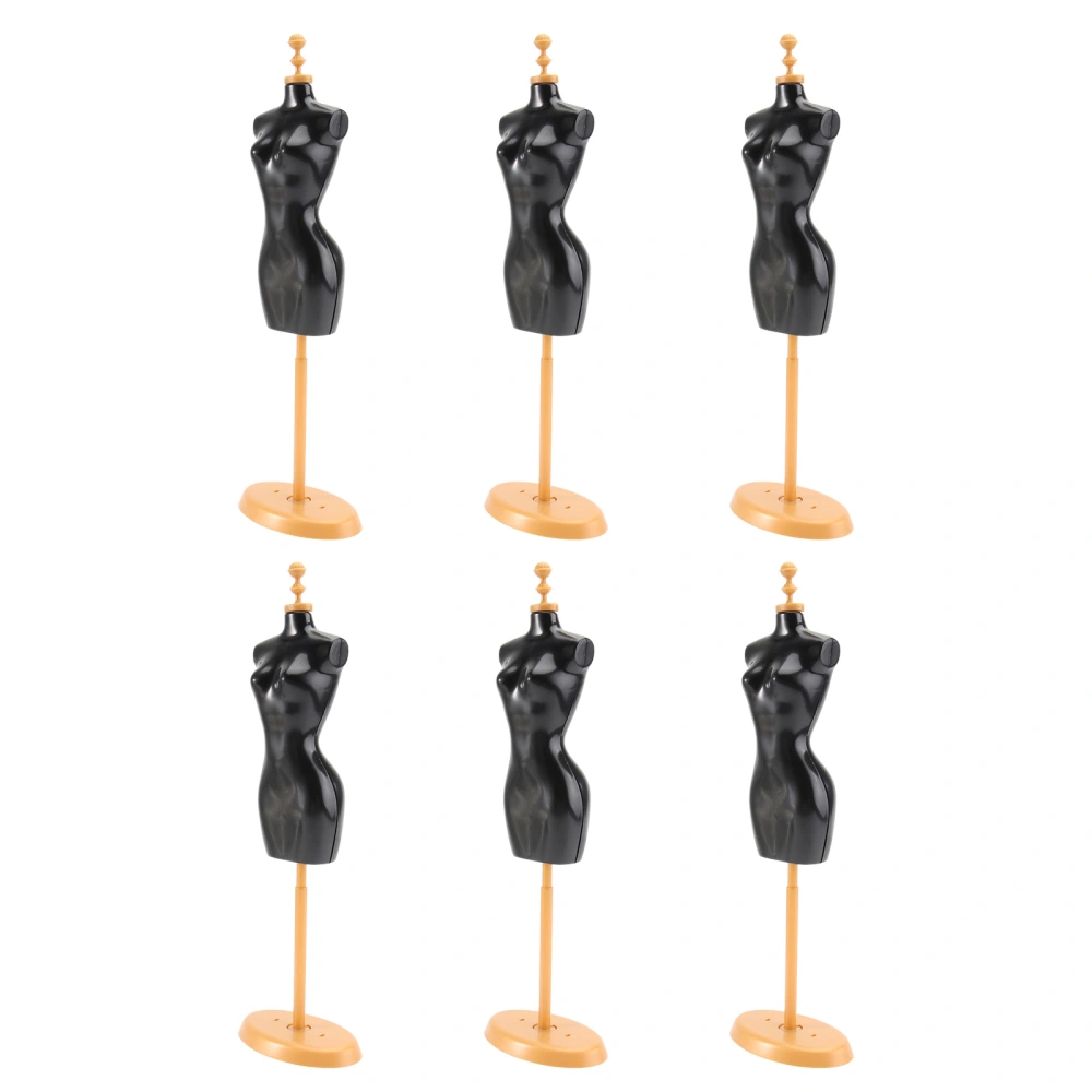 6pcs Doll Clothing Rack Doll Clothes Hanger Dolls Accessory (Black Golden)