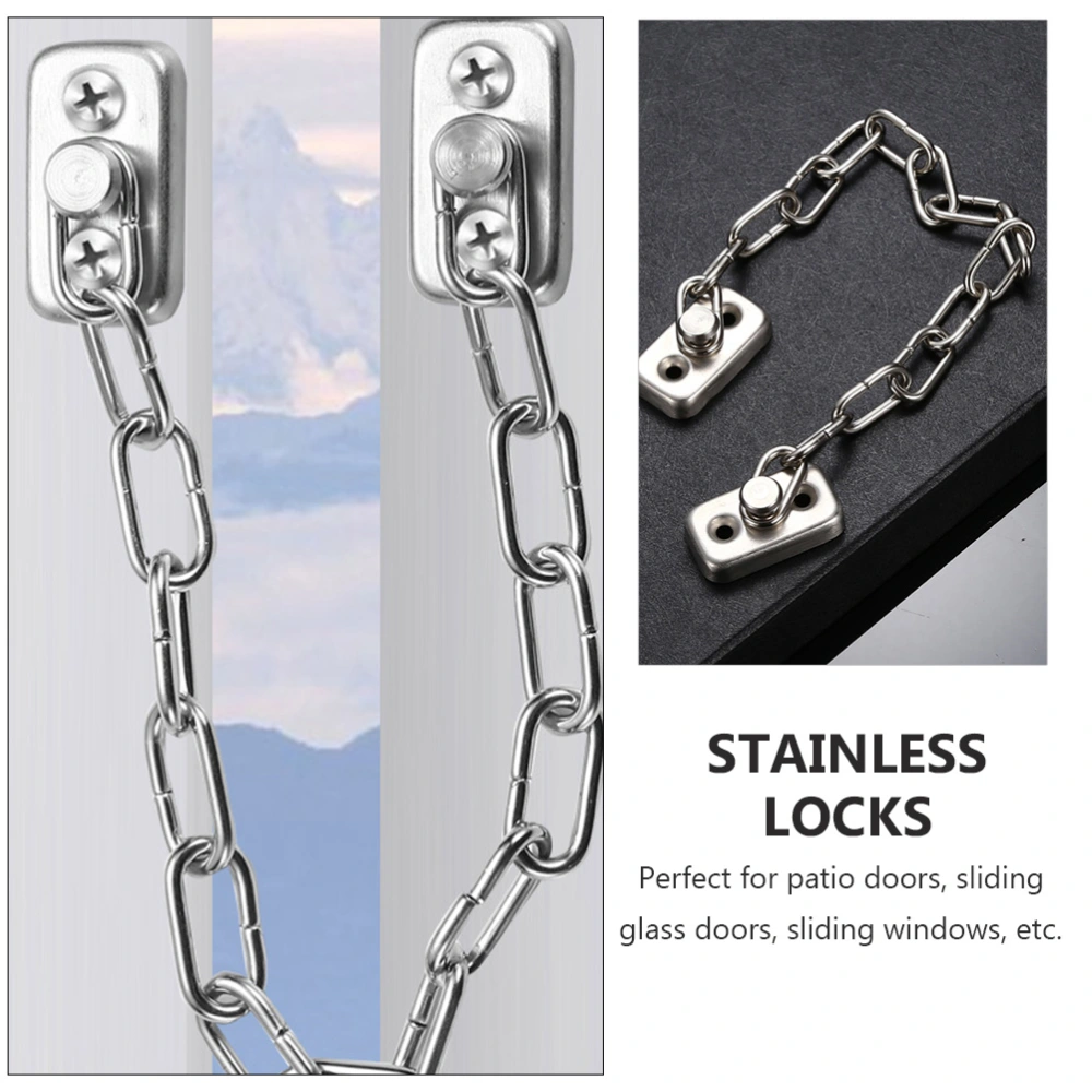 2Pcs Window Safe Locks Door Protective Locks Household Chain Locks (Silver)