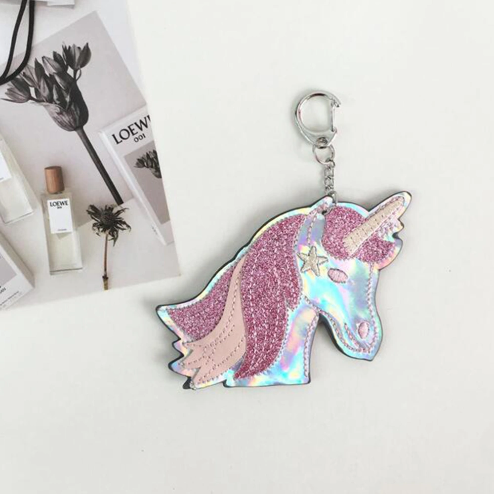 Creative Unicorn Shape Keychains PU Leather Keychains Key Ring Key Decoration Favors