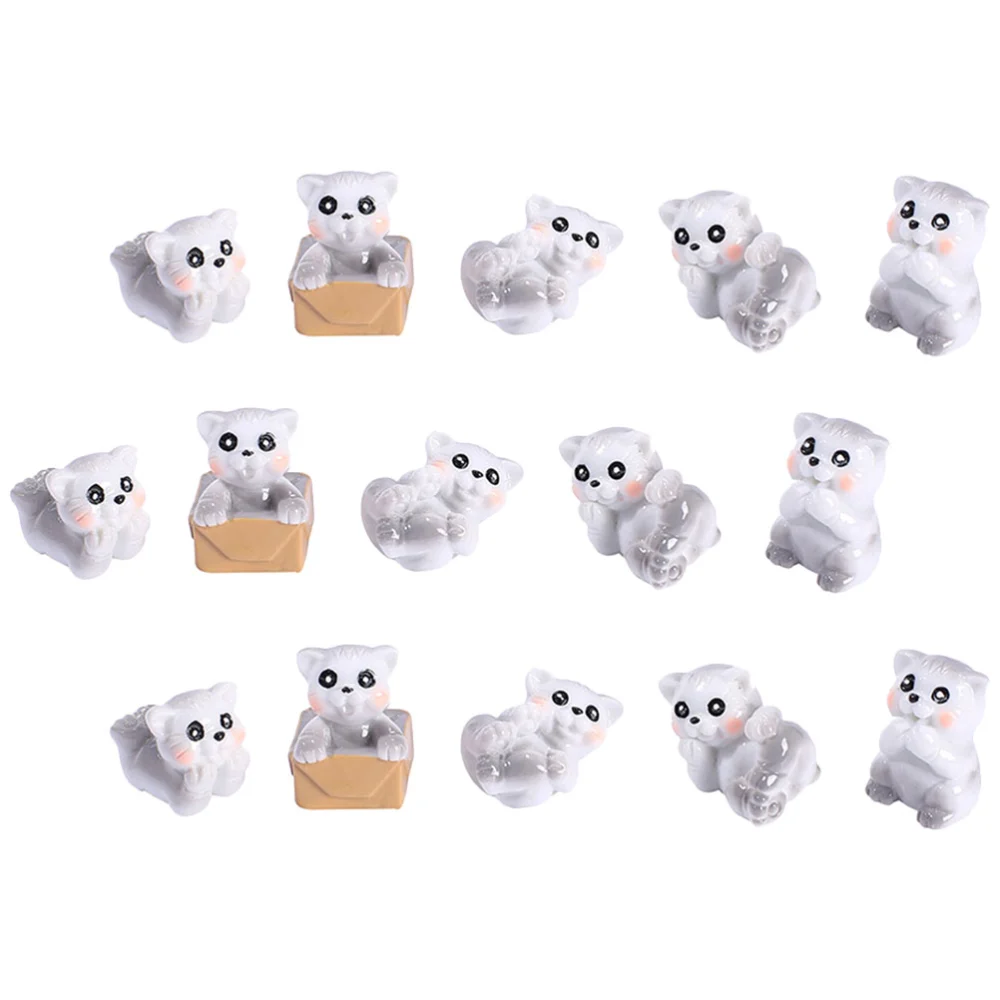 15pcs Miniature Cat Statues Miniature Cat Ornaments Micro-landscape Decorations