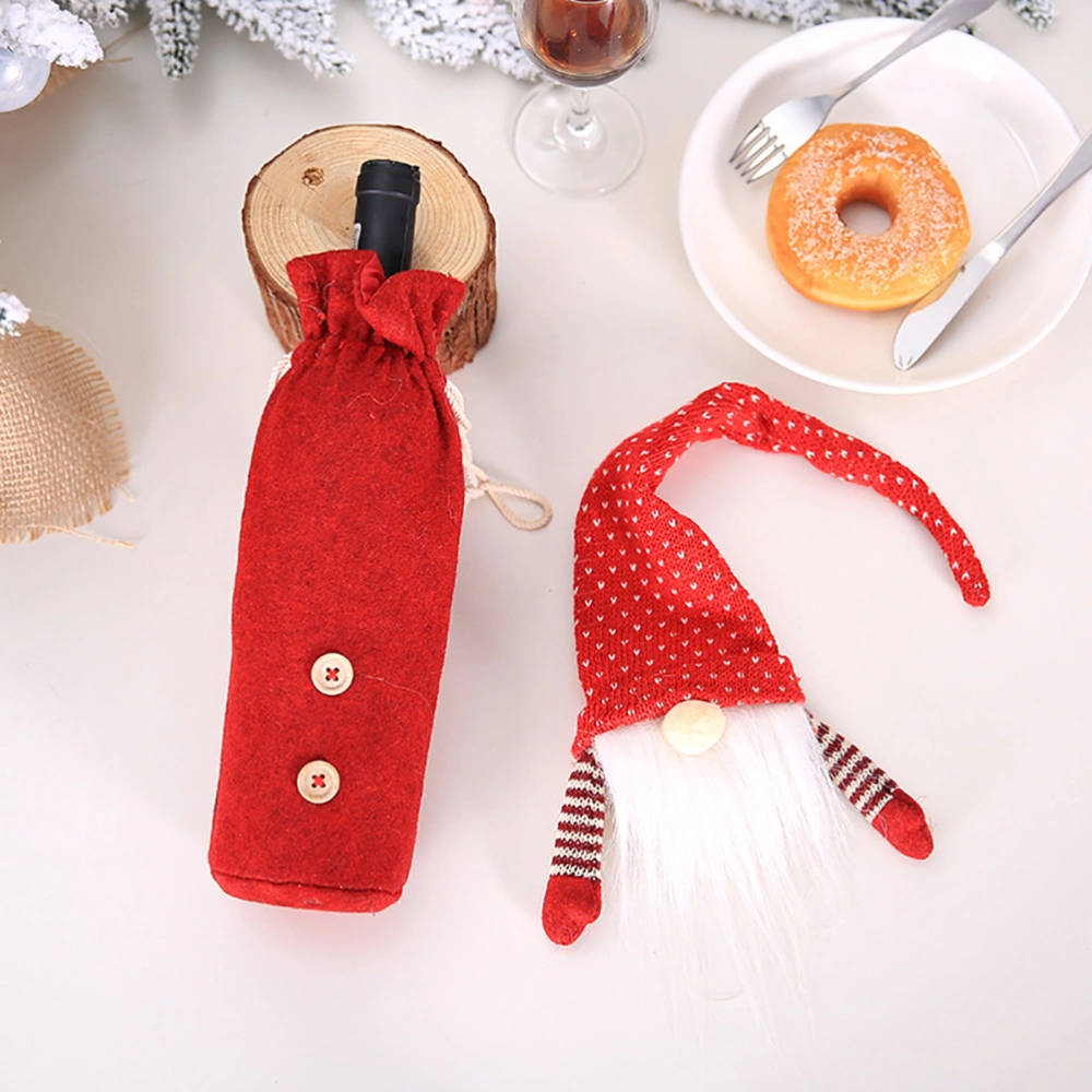 2PCS Christmas Wine Bottle Decoration Forester Wine Bottle Cover Champagne Bottle Bag for Christmas Dinner Table Decorations (Gray Forest Man + Red Forest Man)