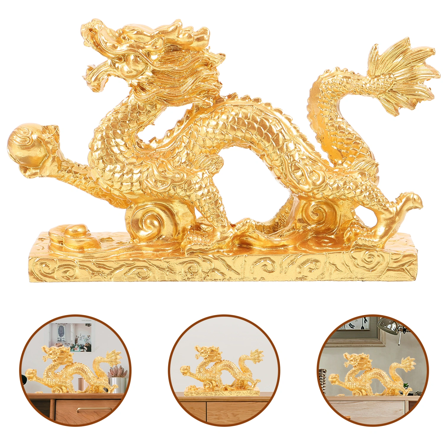Vintage Dragon Ornament Desktop Simulation Chinese Dragon Decor Resin Dragon