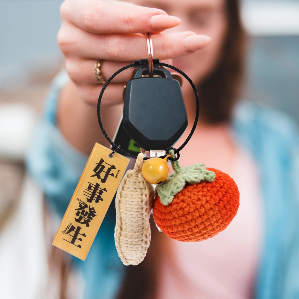 1Pc Hand Knitting Woolen Persimmon Peanut Adornment Pendant Bag Decoration