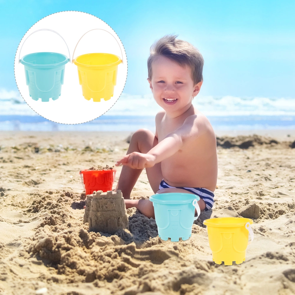 3pcs Plastic Beach Buckets Interesting Small Buckets Backyard Park Sand Buckets