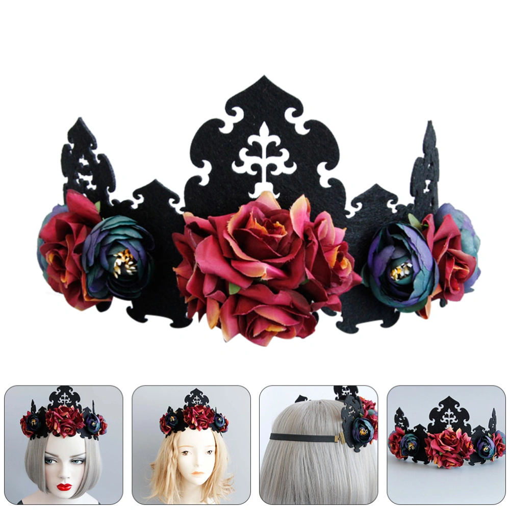 Halloween Head Garland Floral Frontal Band Colorful Hair Band Party Queen Crown