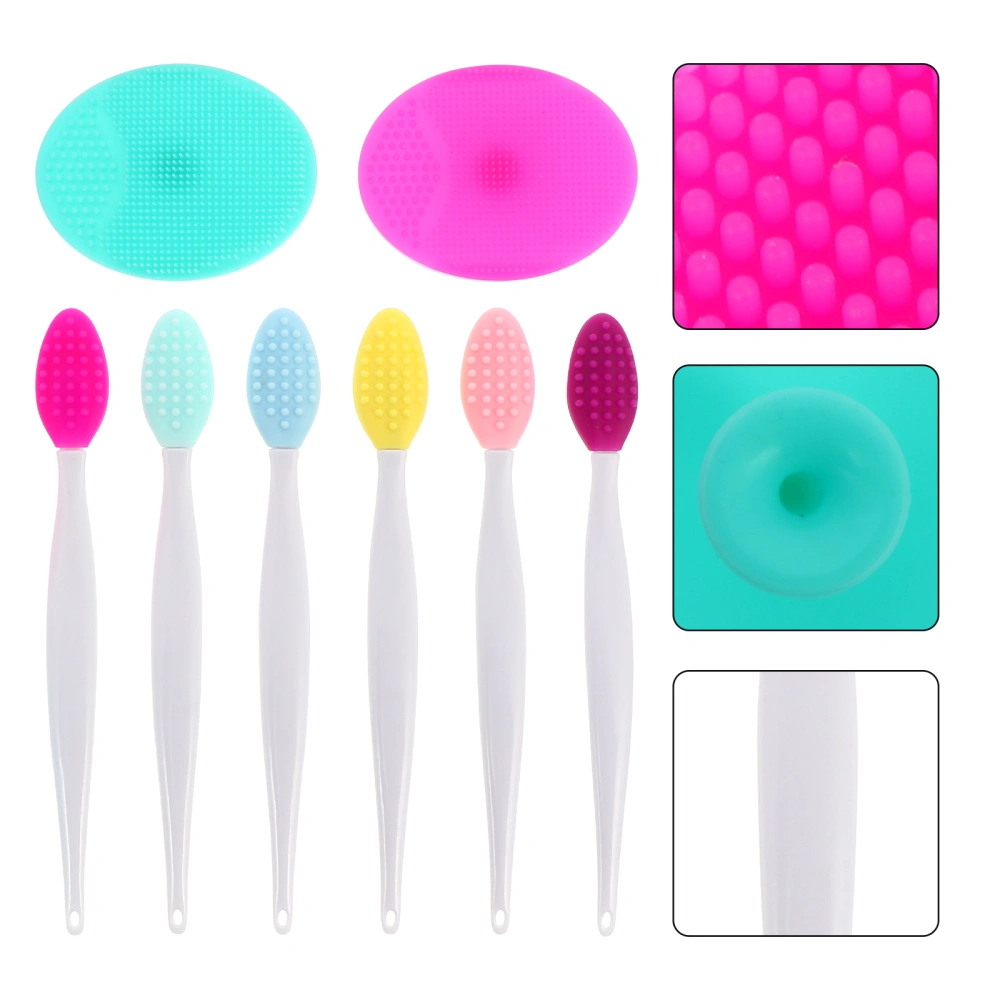 8pcs/set Double-sided Silicone Cleaning Brush Practical Nose Brush Facial Brush