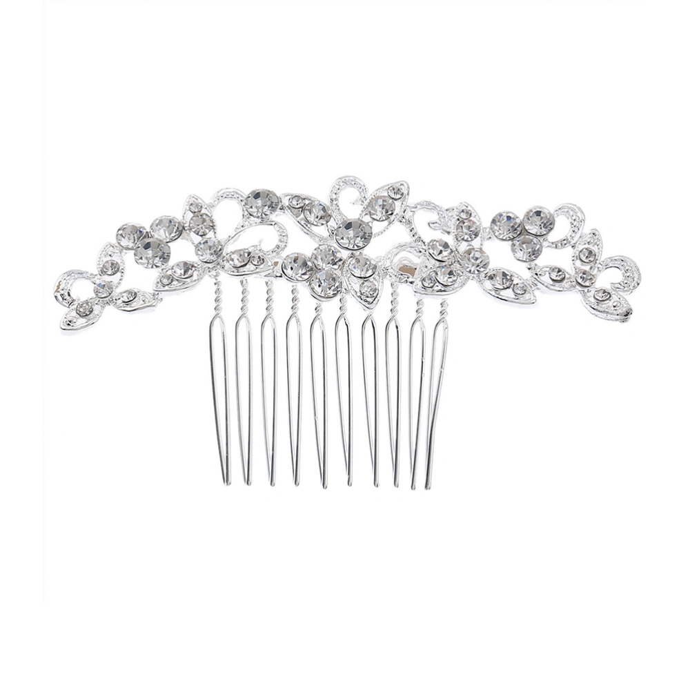 Rhinestone Bride Hair Comb Fashion Headwear Headdress Party Hair Accessories for Women Ladies Female (Silver)