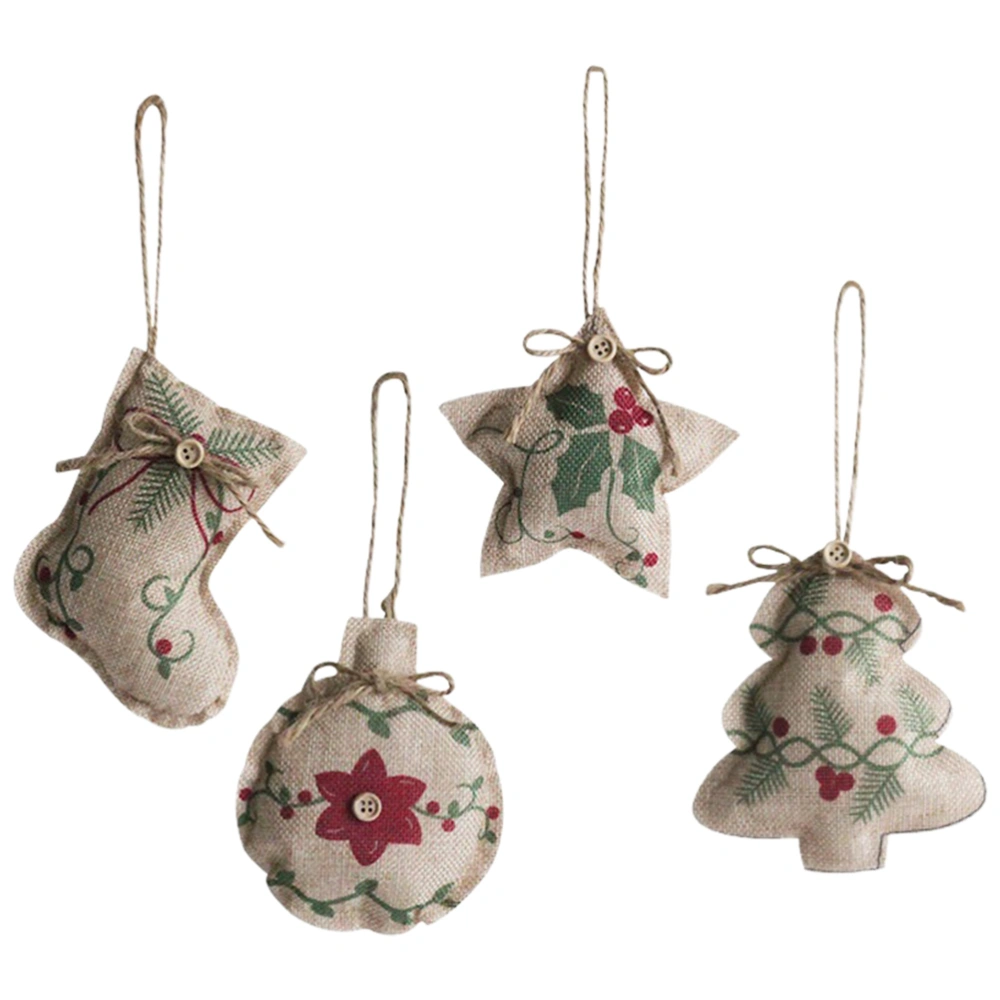 4pcs Christmas Tree Hanging Decoration Lovely Xmas Themed Hanging Ornament Party Favor