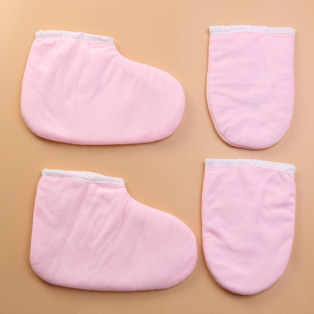 2 Pairs Paraffin Wax Gloves Wax Bath Treatment Terry Cloth Gloves for Hand Feet Insulated Mitt Covers for Heat Therapy Spa(Pink)